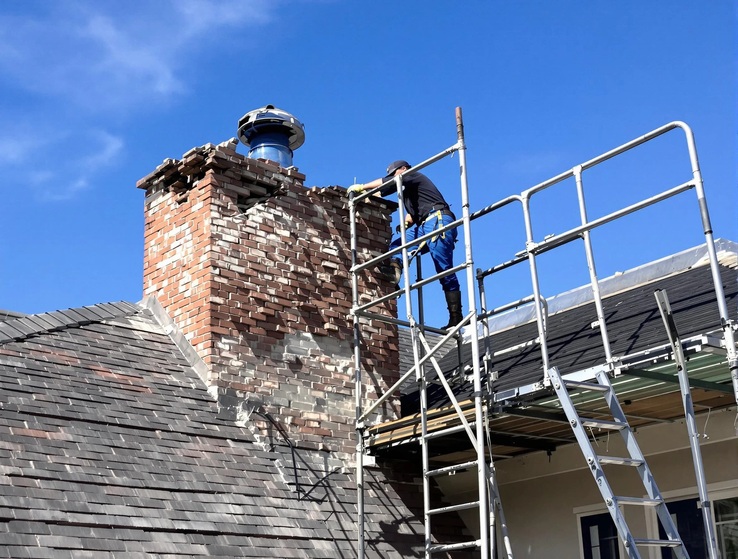 Rebuilding a chimney structure by Edgewood Chimney Sweep in Edgewood, NM