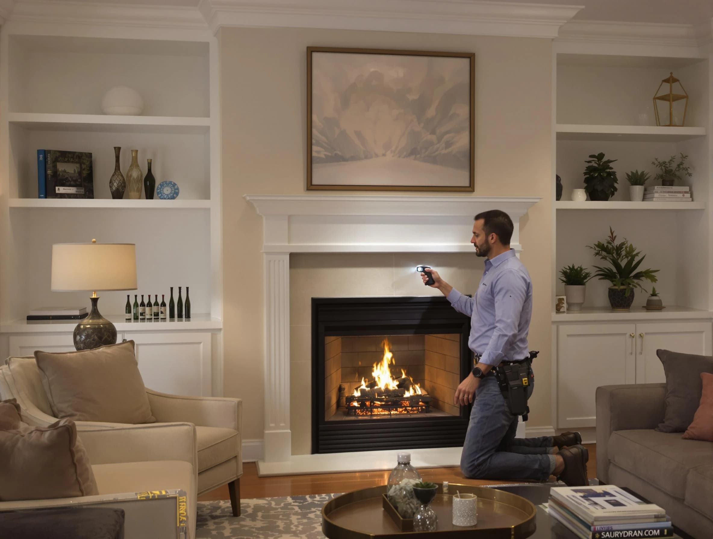 Edgewood Chimney Sweep conducting a fireplace safety inspection in Edgewood, NM