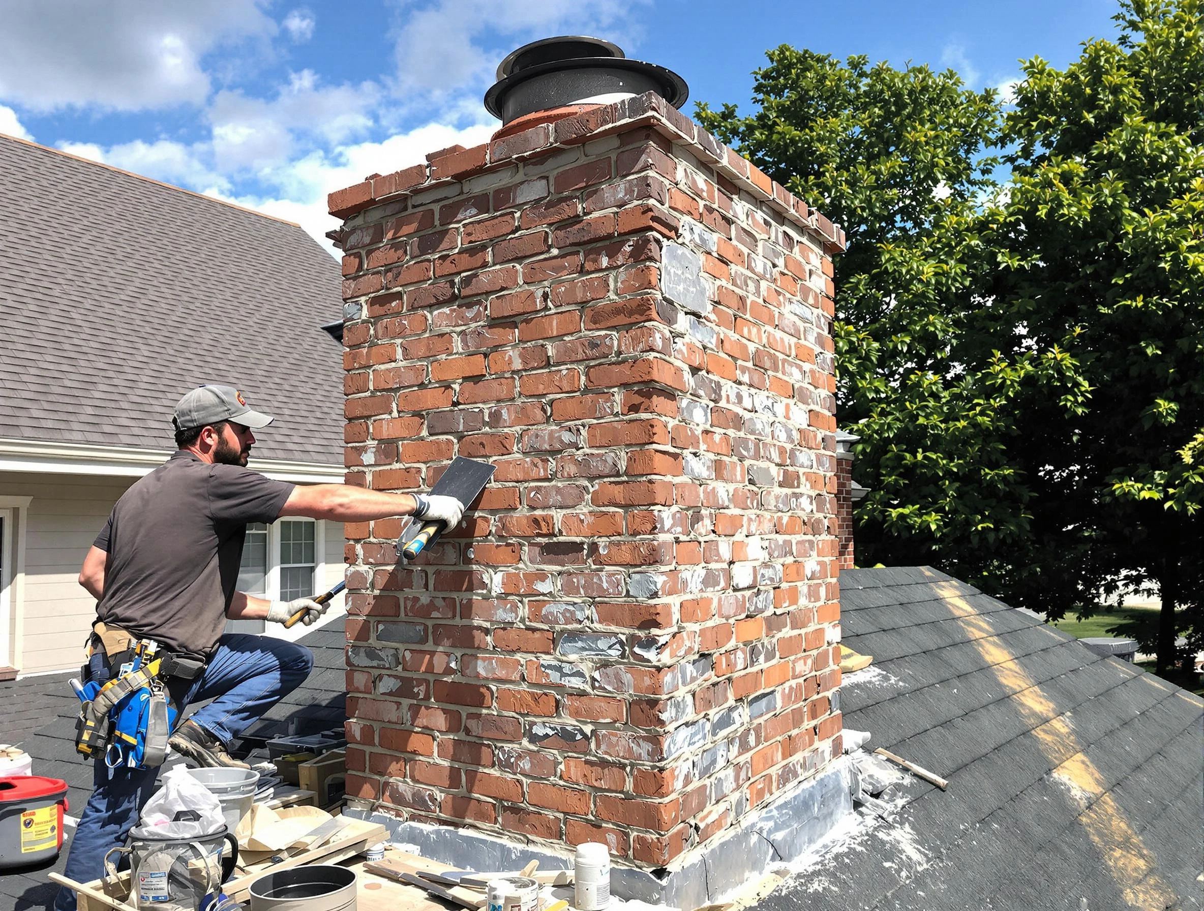 Completed chimney rebuild by Edgewood Chimney Sweep in Edgewood, NM
